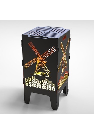 Yel Değirmeni Desenli Ateş Çukuru Ve Portatif Mangal
