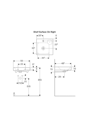Geberit Icon Lavabo Sabunluklu 50 CM 124050000