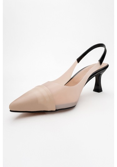 Moore Ten Siyah Şeffaf Arkası Açık Sivri Burun Kadın Topuklu Ayakkabı Siyah - Ten