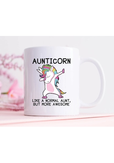 Unicorn Teyze Kahve Kupa, İngilizce Komik Teyze Hediye, Unicorn Kupa Bardak