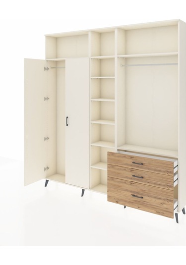 Arges Dolap 9 Raflı 3 Çekmeceli 2 Askılı 220x30x243 Aytaşı-aytaşı/çam Aytası/atlas Çam