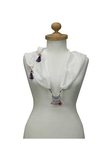 E38 El İşçiliği İğne Oyası Fular 142 Cm - 6057 Çok Renkli