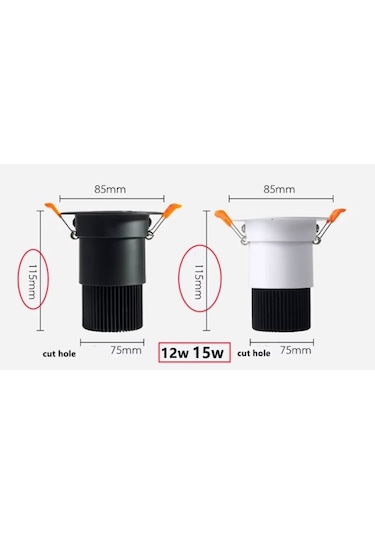 Cob Led Gün Işığı Gömme Spot Aydınlatma Çok Renkli