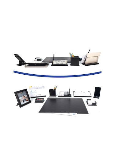 Prozenis Istinye İsimlikli Siyah Deri Sümen Takımı 9 Parça