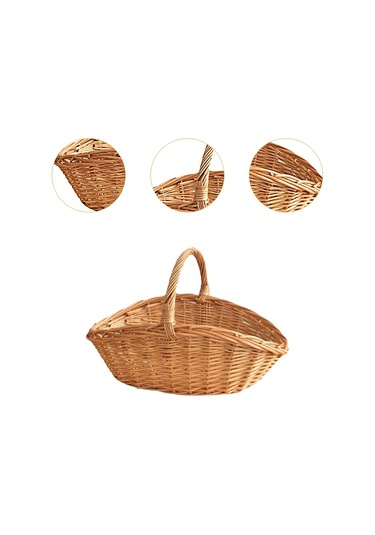 Homyl Dokuma Piknik Sepeti Kapları Paskalya Şeker El Saklama Kahverengi