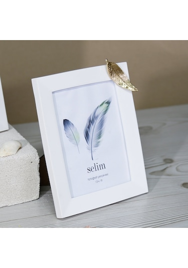 Selim 13 x 18 CM Yapraklı Çerçeve Beyaz Altın