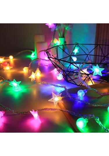 Honmex Renkli Led Yıldız Işık Zinciri, Usb Sabit Aydınlatma, 6m 40 Işık, Çadır, Noel, Festivite Dekorasyonu Diğer