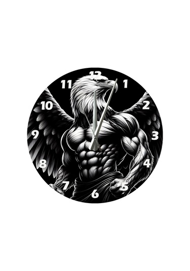 Ti-play Kartal Siyah Beyaz 30x30cm Akrilik Dekoratif Modern Duvar Saati ÇOk Renkli