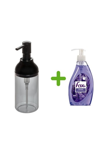 SİYAH FÜME SIVI SABUNLUK VE 1 ADET 400 ML SIVI SABUN LAVANTA KOKU