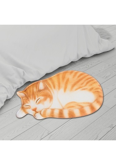 Suntek Magideal Uyuyan Kedi Paspas Sarı - Beyaz