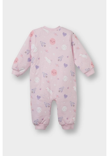 Defacto Kız Bebek 1,6 Tog Elyaf Desenli Fermuarlı Uzun Kollu Tulum F3565a525wnpn633 Pembe