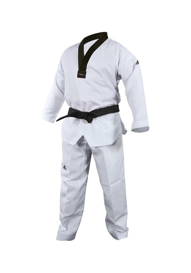Adidas ADI-START Siyah Yaka Taekwondo Müsabaka Elbisesi Beyaz