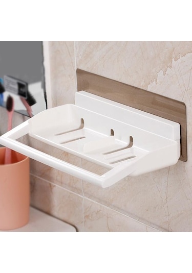 Pazly Yapışkanlı Suntek Şampuan Rafı Duvar Duş Depolama Beyaz Banyo Uh Beyaz