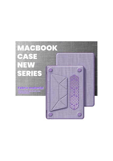 Macbook Uyumlu Pro 13inç A2159 A1989 A1706 A1708 Kılıf Nubuk Üçgen Standlı Havalandırmalı Kapak 2019/2016 Lila