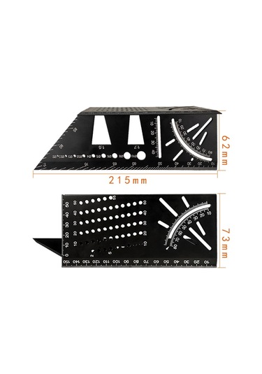 3d Ağaç İşleme Durdurma Göstergesi Alüminyum Alaşımlı Çok Fonksiyonlu Açı Cetveli