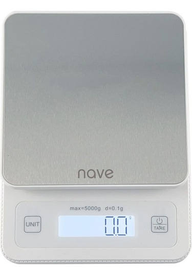 Nave K5073 Dijital Paslanmaz Çelik Mutfak Tartısı 5kg 0.1g Hassasiyetli Pilli Hassas Terazi Krom