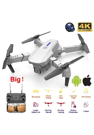 E88 4k Hd Çift Kameralı Drone App Kontrol Wifi Li Katlanabilir