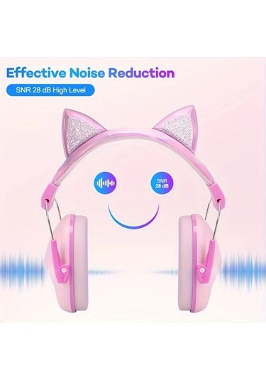 Elmpaly Yeşil Pembe 28db Kulaklık 3-16 Yaş Konser Gürültü Koruma Oyuncak Dinozor Kedi Desenli