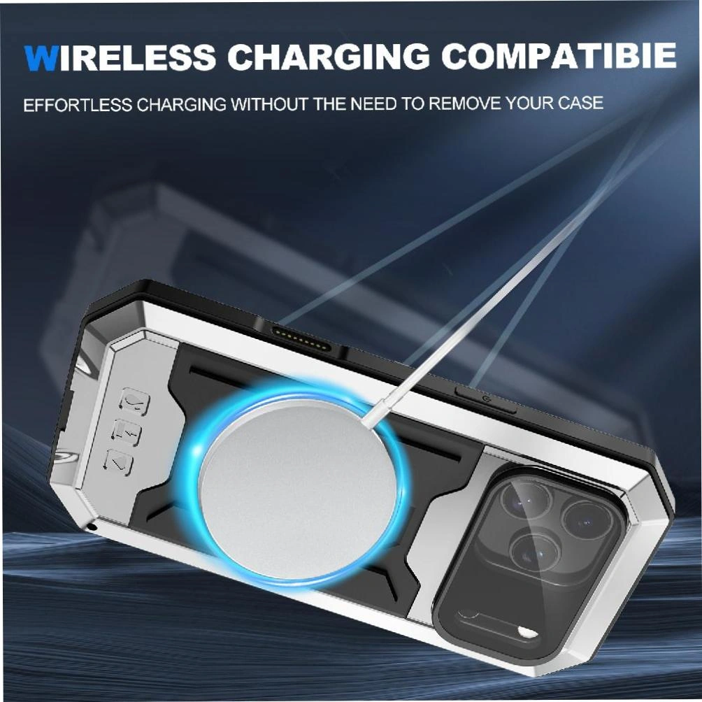 İphone 17 Pro Max İçin Metal Standlı Telefon Kılıfı Dahili Kamera Destek Ayağı Ağır Hizmet Dayanıklı Şok Geçirmez Cam Ekran Koruyucu