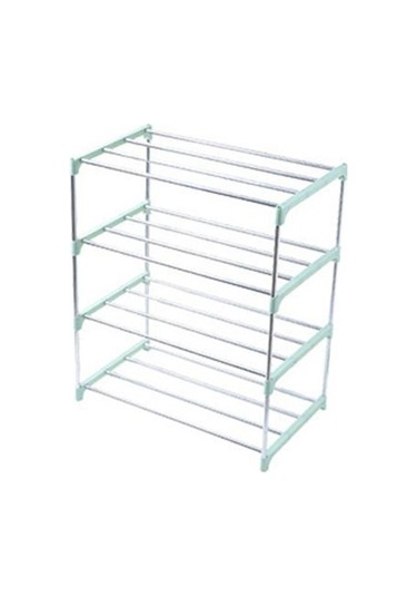 Yeşil 3/4 Katlı Ayakkabı Rafı Montajlı Kolay Kurulum Paslanmaz Çelik Ev Terlik Depolama Rafı Ev İçin 4 Katman Yeşil