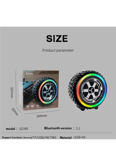 Platoon Pl-4598 Bt+tf+fm+tws+usb Type-c Girişli Işıklı Lastik Speaker G2389
