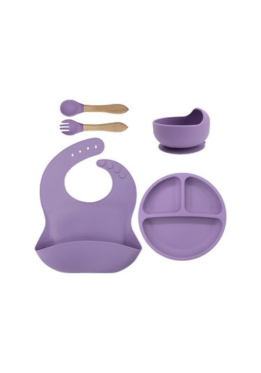 Jianfan Silikon Mama Kabı Bebek Beslenme Takım Gıda Sınıfı Silikon Mor Mor