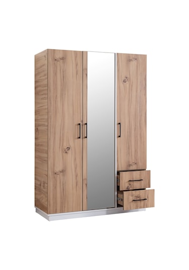 Genç Odası Efes 3 Kapaklı Dolap,karyola,komodin Ceviz Krem Ceviz