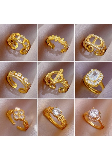 Ayarlanabilir Açıklığa Sahip Zarif Zirkon Yüzük No.26 Çok Renkli