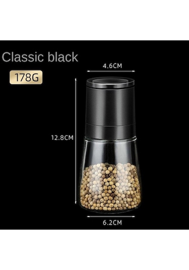 Karabiber Öğütücü Ev Manuel Gül Tuzu Tamamlayıcı Gıda Öğütme Şişesi El Bükülmüş Biber Tozu Şişesi Siyah 1 Adet
