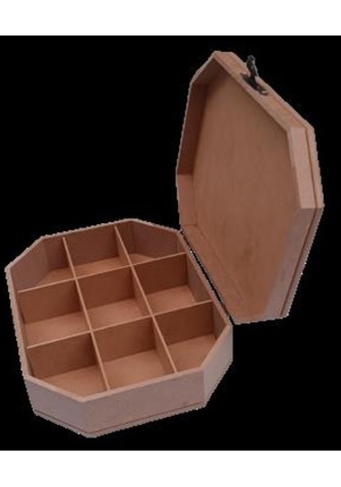 Hobi Dekoratif Takı Kutusu Çokgen Model Klipsli Bölmeli Ham Ahşap Mdf El Yapımı