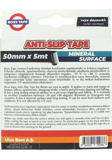 Boss Tape 2886 Zemin Merdiven Kaydırmaz Bant 50mmx5m Siyah