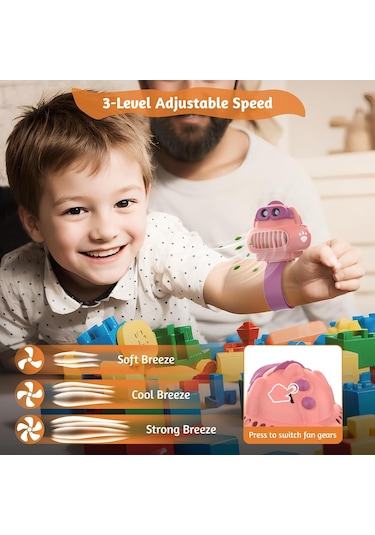 Çocuklar İçin Taşınabilir Vantilatör Bileklikli, Dink Projeksiyon, Pembe,