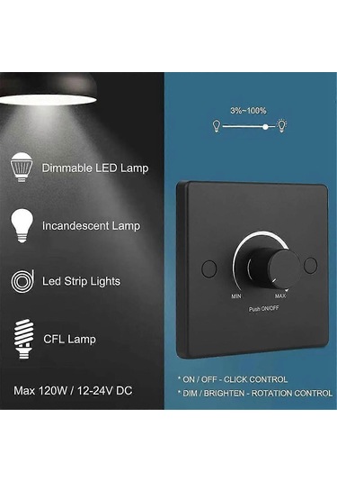 Karavan Işık Kısıcı Işık Anahtarı Kontrol Paneli 12-24v 5a Evrensel Pwm Kısıcı Düşük Voltaj Kısıcı S202412