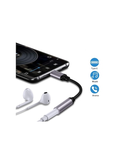 Type C To Aux 3.5mm Kulaklık Dönüştürücü Type-c Kulaklık Adaptör