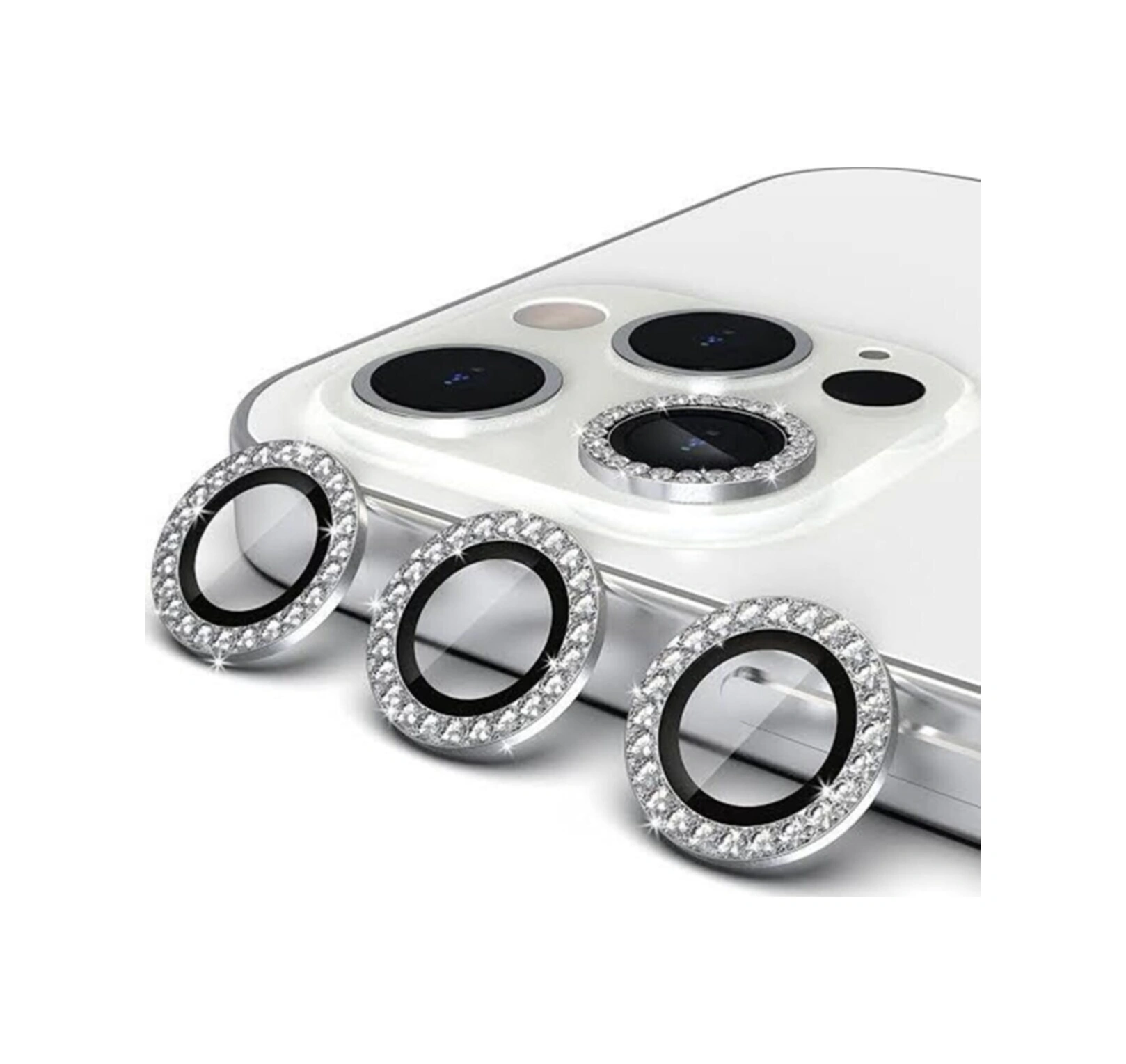 Iphone 13 Pro 13 Promax Uyumlu Koyu Gri Swarovski Taşlı Kamera Lensi Koruma