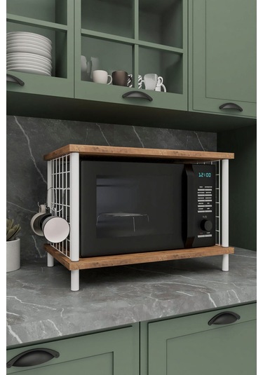 Çok Amaçlı Mikrodalga Dolabı Atlantik Çam Tezgah Üstü Düzenleyici, Raflı Fırın Standı Atlantik Çam