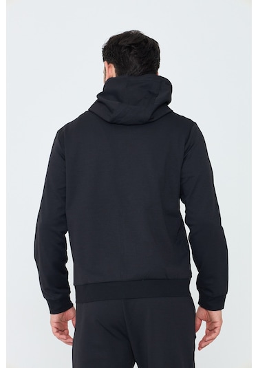 White Stone Siyah Kapüşonlu Fermuarlı Erkek Sweatshirt