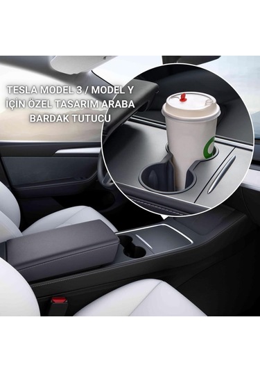 Polham Tesla Model 3 Ve Model Y İle Uyumlu Bardak Ve Şişe Tutucu, Temizlenebilir Çıkabilen Silikon Bardak Tutucu