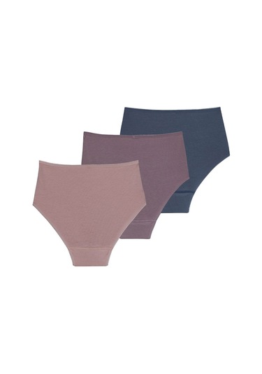 Kadın Külot 3lü Paket Essential 1577 - Mor Pembe Denim Çok Renkli
