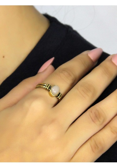 Doğal Taş Pembe Kuvars Taşlı Antik Model Kadın Ayarlanabillir Yüzük Euy81pk Pembe