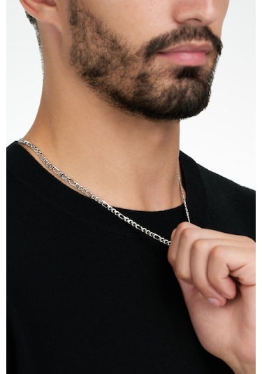 Figaro Model Erkek Paslanmaz Çelik Zincir Kolye İnce 4 Mm Eck06k