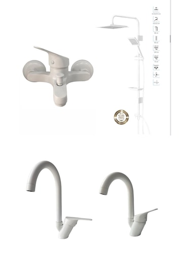 Armour Armatür Banyo Batarya Seti Beyaz