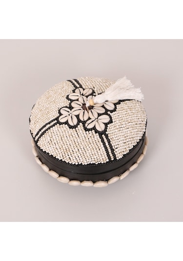 Bali Boncuklu Bambu Saklama Kutusu L 20x12 Cm