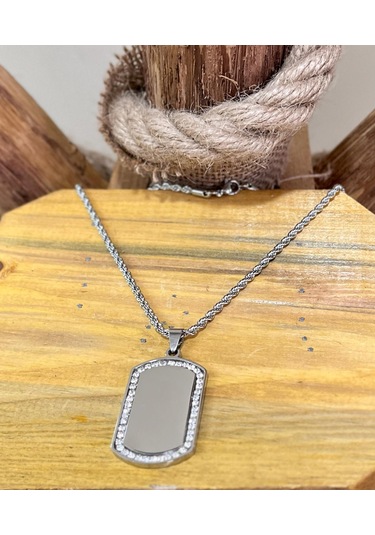 Gns Aksesuar Çelik Burgu Kolye Zirkon Taşlı Çelik Kolye Ucu Set Gümüş