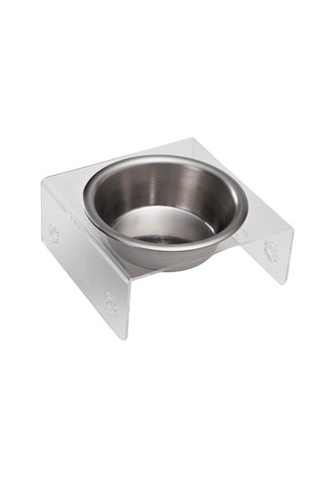 Petmagic Akrilik Çelik Kase Tekli Evcil Hayvan Kedi Ve Mini Irk Köpek Mama Kabı-şeffaf