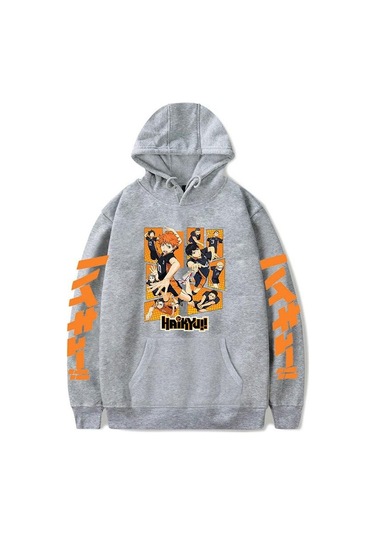 Gri Anime Haikyuu Hoodies Tişörtü Erkek/kadın Karasuno Fly Yüksek Grafik Streetweed Kazak Kış Sıcak Unisex Anime Tişörtü Gri