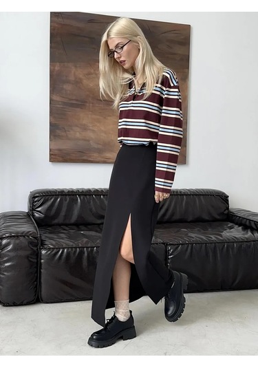 Enmoone Yırtmaçlı Maxi Etek 168225262 Siyah