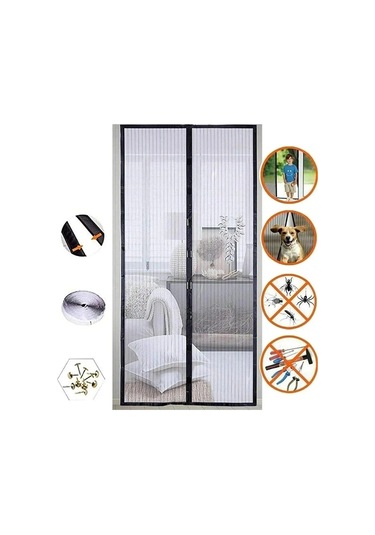 Mıknatıslı Siyah Kapı Sinekliği 120x210 Cm 2x 60x210