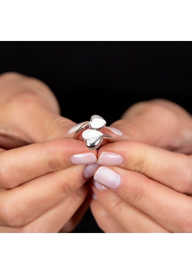 Sedef Taşlı Kalp Tasarım 925 Ayar Gümüş Kadın Yüzük (475777218)