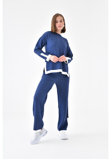 Ftz Women Kadın Çizgi Detaylı İkili Takım İndigo 20631-indigo İndigo
